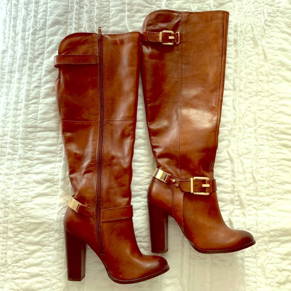 Knee high Cognac boots